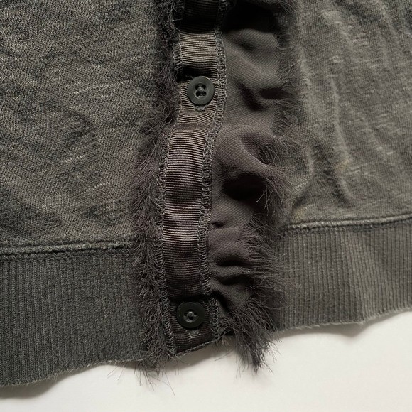 Decree Sweater Womens XL Gray Button Down Fringe Short Sleeves FLAW - Picture 6 of 12